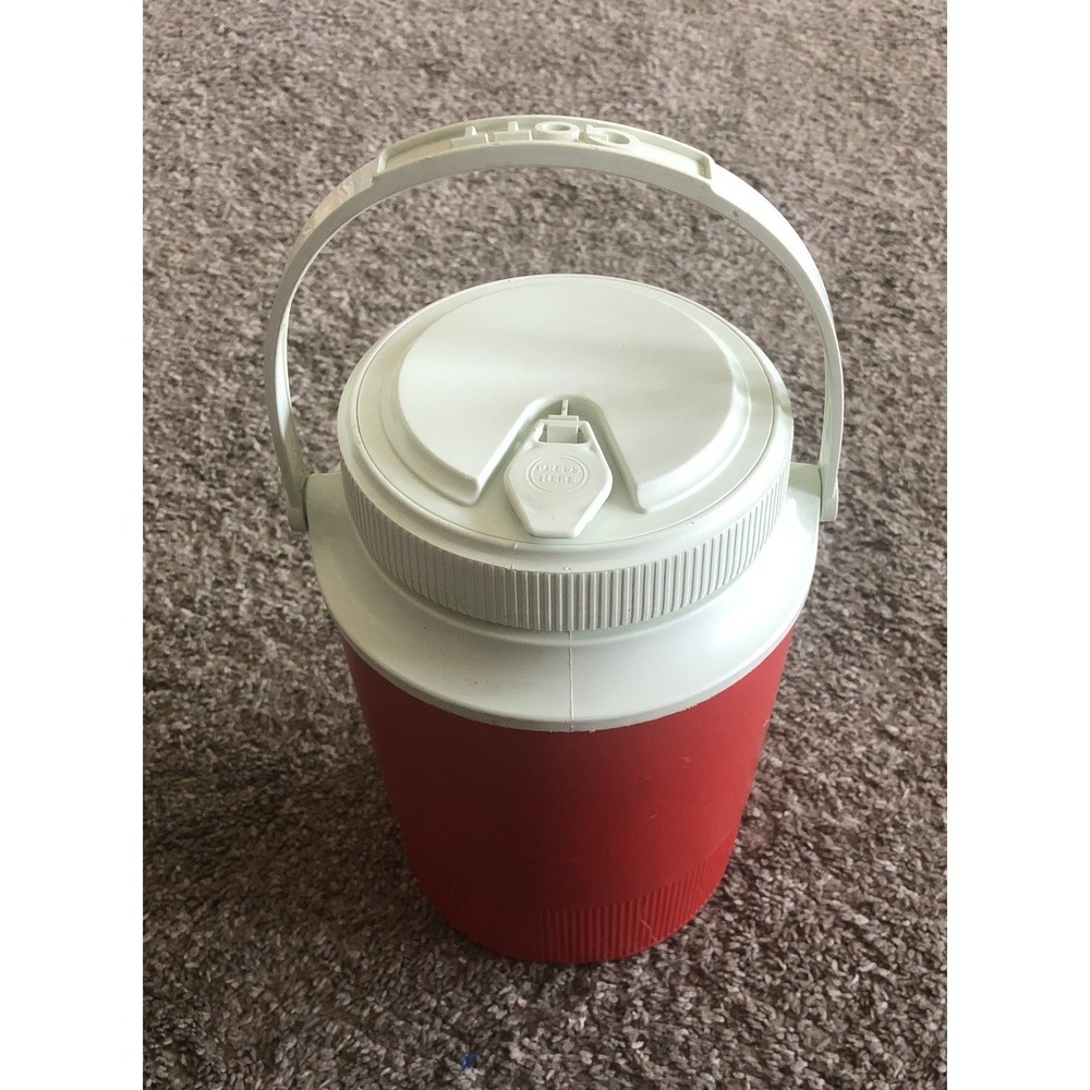 Vtg Gott 1/2 Gallon Water Cooler Jug #1502 with Spout & Handle Red VGC